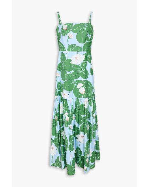 Borgo De Nor Green Cordie Floral-Print Cotton Maxi Dress
