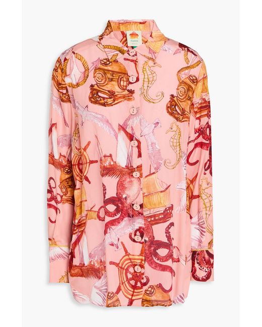 Farm Rio Pink Printed Crepe De Chine Shirt