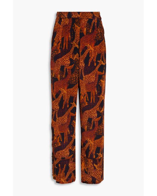 Farm Rio Orange Bedruckte hose mit weitem bein aus crêpe de chine