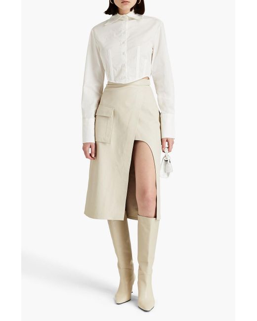 Zeynep Arcay Natural Pebbled-leather Midi Skirt