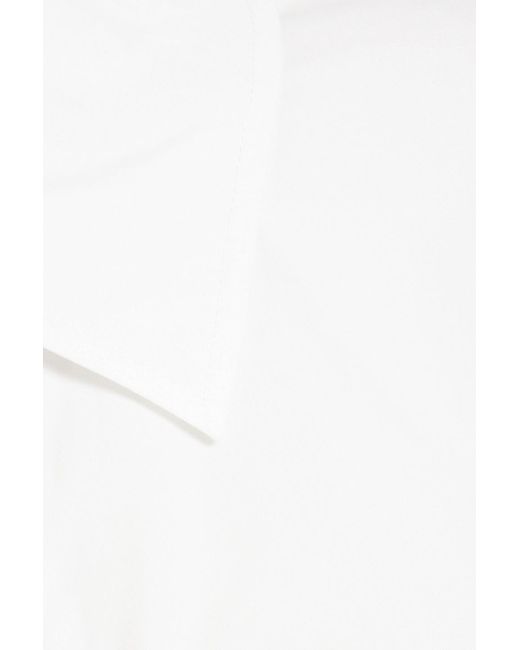 10 Crosby Derek Lam White Skylar Ruched Cotton-poplin Mini Shirt Dress