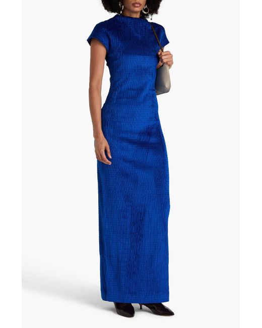 TOVE Blue Kyra maxikleid aus plissiertem samt