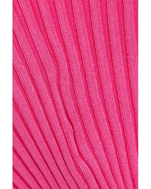 Jacquemus Pink Pralù Cropped Embellished Ribbed-Knit Top