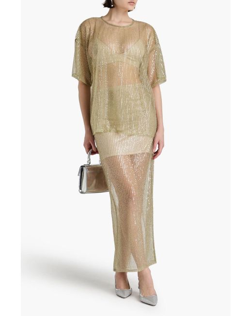 REMAIN Birger Christensen White Oversized Sequined Tulle Top