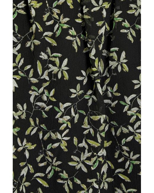 Mikael Aghal Green Floral-print Metallic Fil Coupé Crepe Maxi Dress
