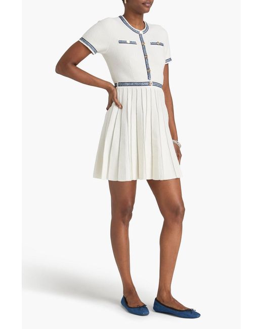 Maje Natural Pleated Cotton-Blend Terry Mini Dress