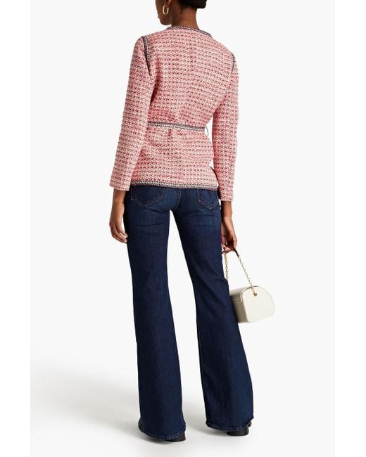 Maje Pink Metallic Cotton-blend Tweed Jacket