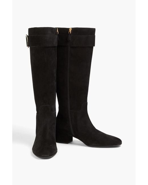 Bally Black Beloaras 40 Buckled Suede Knee Boots