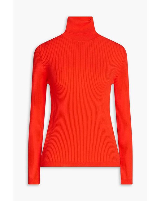 Fusalp Red Ribbed-knit Turtleneck Sweater
