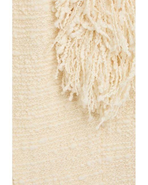 LIBEROWE Natural Fringed Wool-Blend Bouclé-Tweed Mini Dress