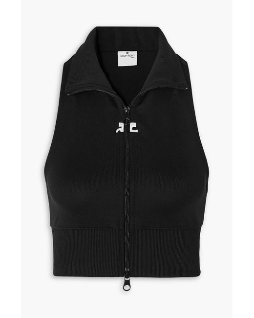 Courreges Black Verkürzte weste aus jersey