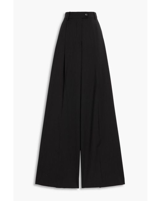 Sportmax Women's Black Vela Pleated Wool Wide-Leg Pants