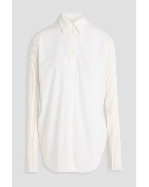 Totême  White Lyocell-Blend Poplin And Ribbed Wool-Blend Shirt