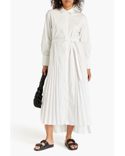 FRAME White Plissiertes hemdkleid in maxilänge aus popeline aus einer baumwollmischung