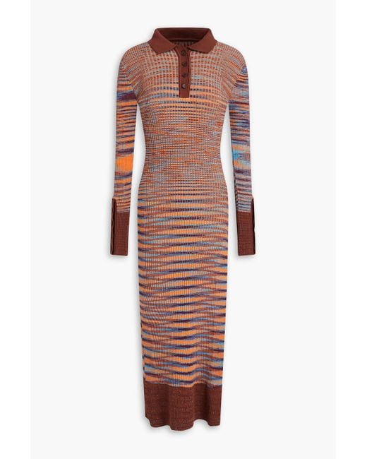 Jacquemus Red Zucca Space-dyed Cotton And Merino Wool-blend Midi Dress