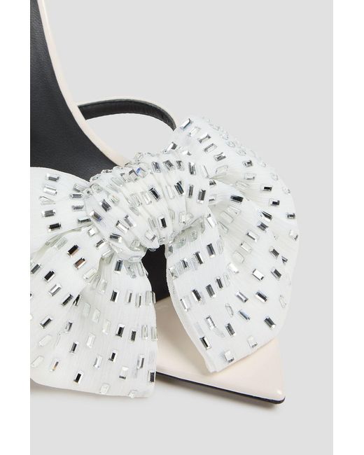 Giuseppe Zanotti Metallic Crystal-Embellished Bow-Detailed Patent-Leather Sandals