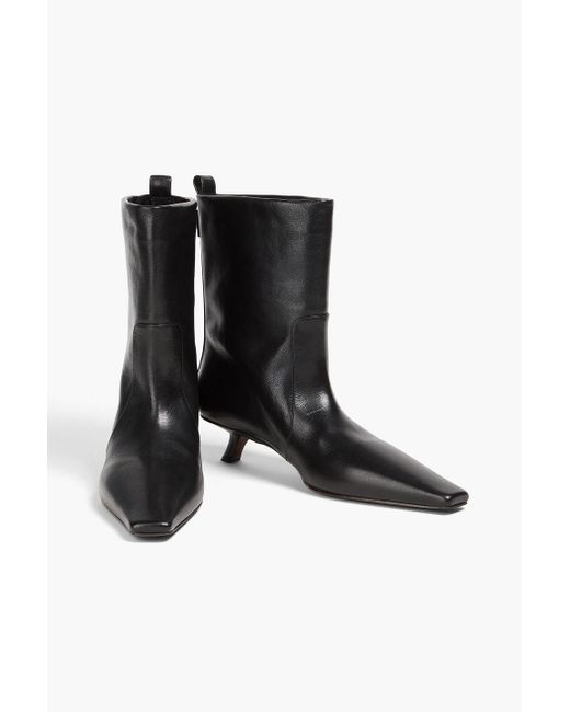 Brunello Cucinelli Black Bead-Embellished Leather Ankle Boots