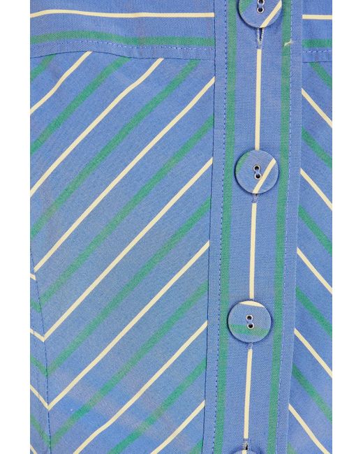 Veronica Beard Blue Milton Cropped Striped Poplin Top
