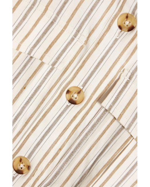 10 Crosby Derek Lam Natural Giselle Wrap-effect Striped Linen-blend Mini Dress
