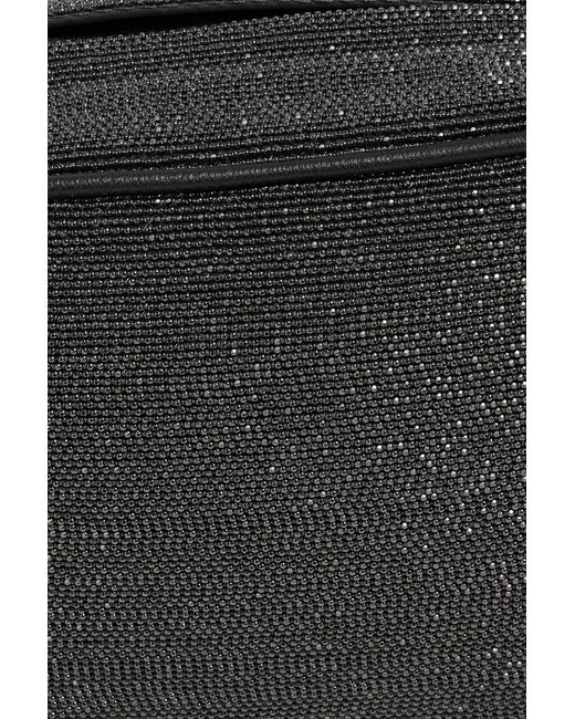 Brunello Cucinelli Black Bead-Embellished Leather Shoulder Bag