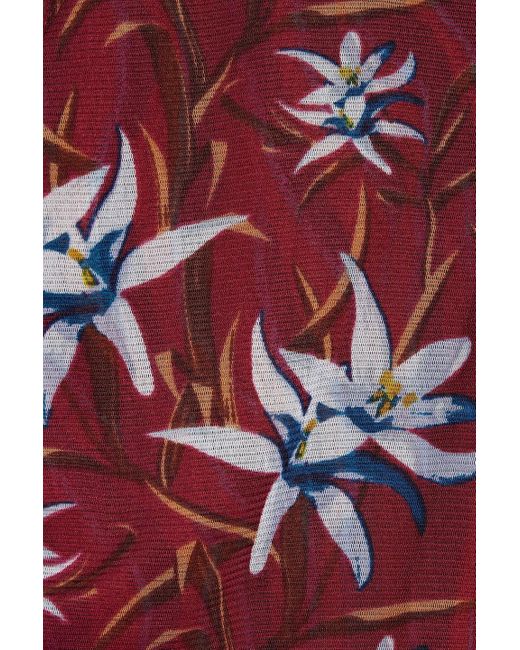 Diane von Furstenberg Red Gladys Reversible Floral-print Stretch-mesh Top