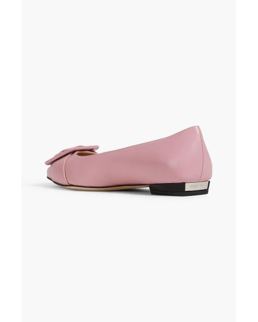 Sergio Rossi Pink Buckled Leather Point-toe Flats