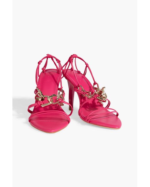 Aje. Pink Astrid Chain-embellished Leather Sandals