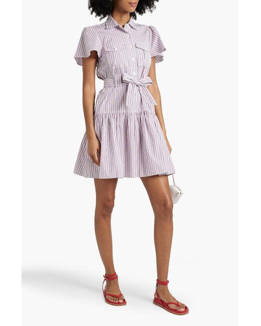 10 Crosby Derek Lam Pink Luma Striped Cotton-poplin Mini Shirt Dress