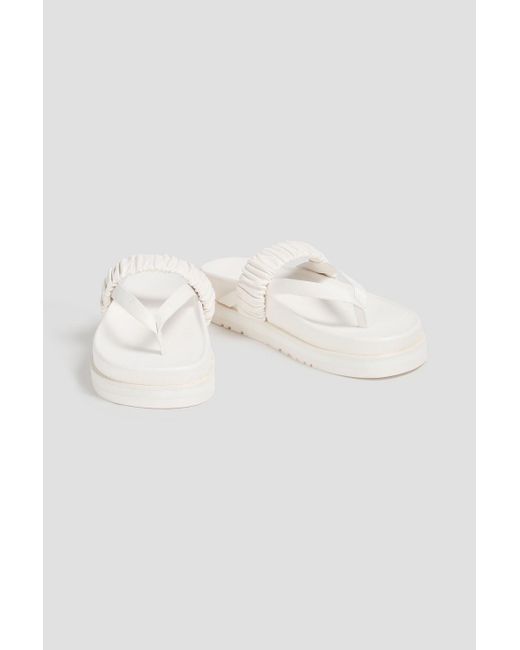 Jonathan Simkhai White Ari Ruched Leather Platform Sandals