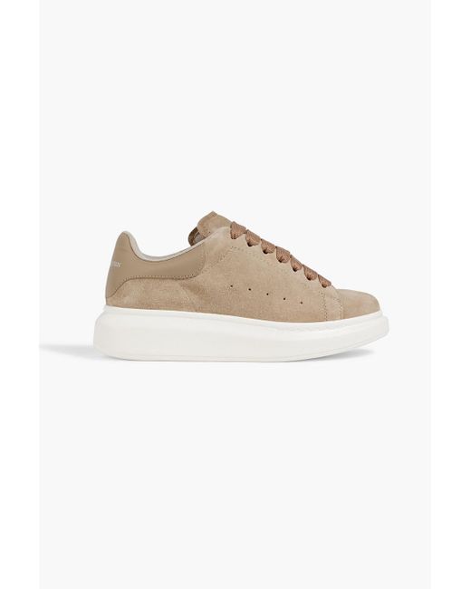 Alexander McQueen Natural Suede And Leather Exaggerated-Sole Sneakers