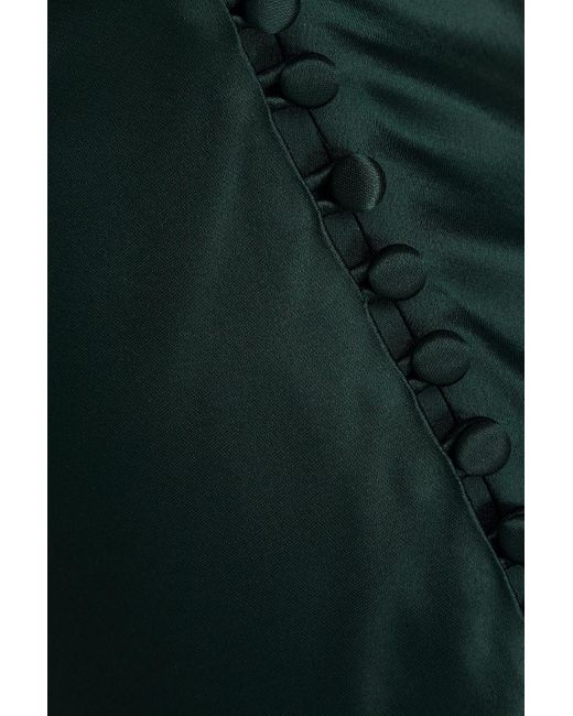 Nicholas Green Sage Lace-trimmed Satin Maxi Slip Dress