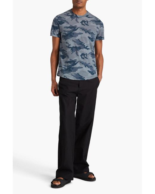 James Perse T-shirt aus baumwoll-jersey mit flammgarneffekt und camouflage-print in Blue für Herren