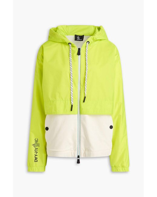 Moncler Yellow Two-Tone Shell And French Cotton-Terry Hooded Jacket