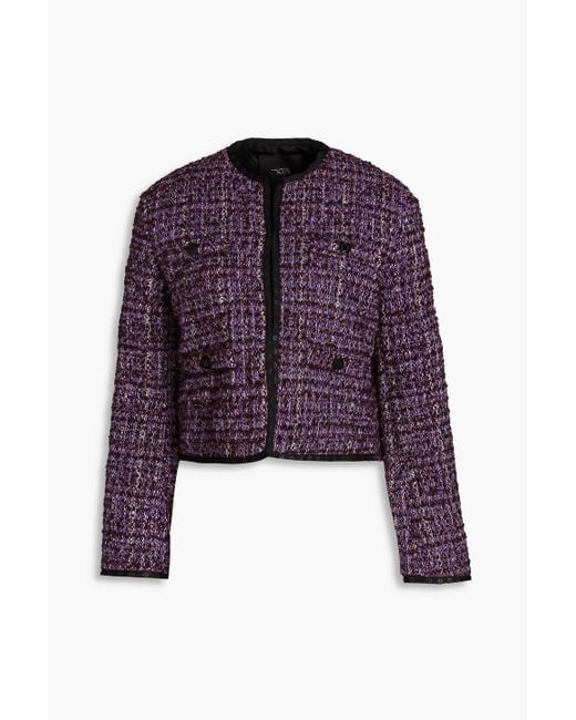 Maje Purple Vifeld Cropped Tweed Jacket