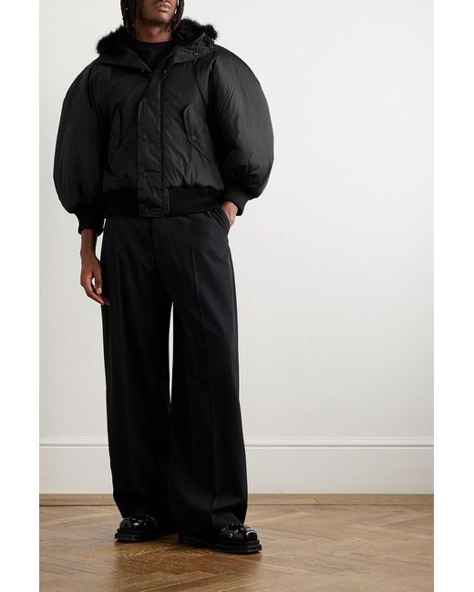 Simone Rocha Black Plush-Trimmed Padded Tech-Shell Hooded Jacket for men