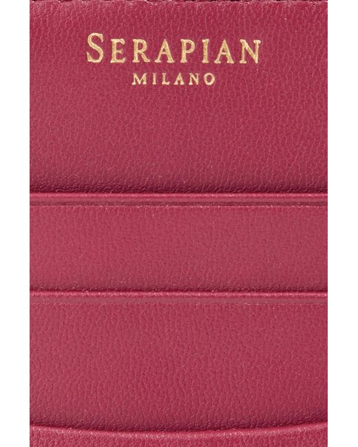 Serapian Pink Woven Leather Cardholder