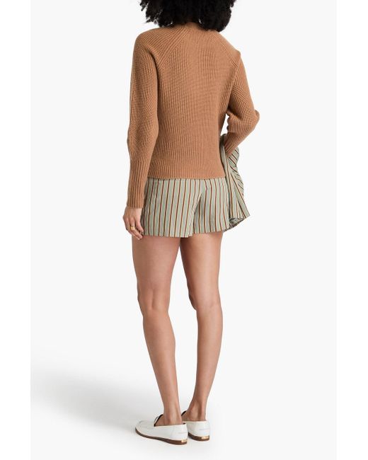Veronica Beard Brown Angela Ribbed Wool And Cashmere-blend Sweater