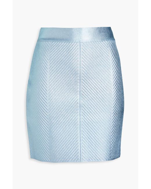 Hervé Léger Synthetic Metallic Coated Bandage Mini Skirt in Blue | Lyst