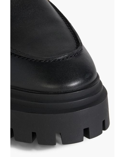 Stuart Weitzman Black Perla Embellished Patent-leather Platform Loafers