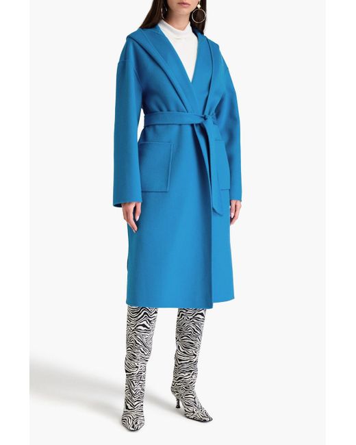 Diane von Furstenberg Blue Eunice Wool-felt Hooded Coat