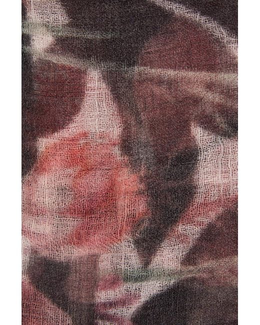 Brunello Cucinelli Red Floral-print Cashmere-gauze Scarf