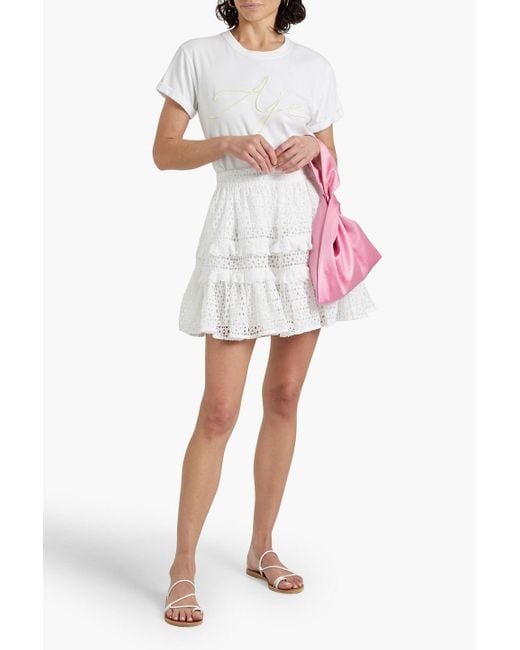 Aje. White Lita Ruffled Broderie Anglaise Cotton Mini Skirt
