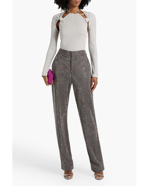 Area Gray Crystal-embellished Crepe Straight-leg Pants