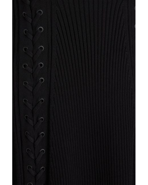 Jonathan Simkhai Black Lorena Lace-up Ribbed-knit Midi Dress