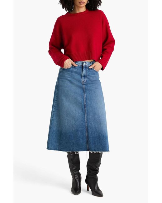 Loulou de Saison Red Bruzzi Cropped Wool And Cashmere-Blend Sweater
