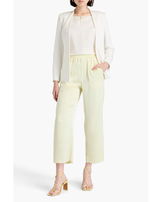 Nanushka White Cropped Satin-crepe Straight-leg Pants