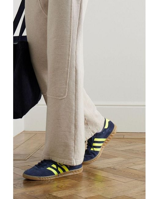 Adidas Originals Blue Hamburg Leather-trimmed Suede Sneakers for men