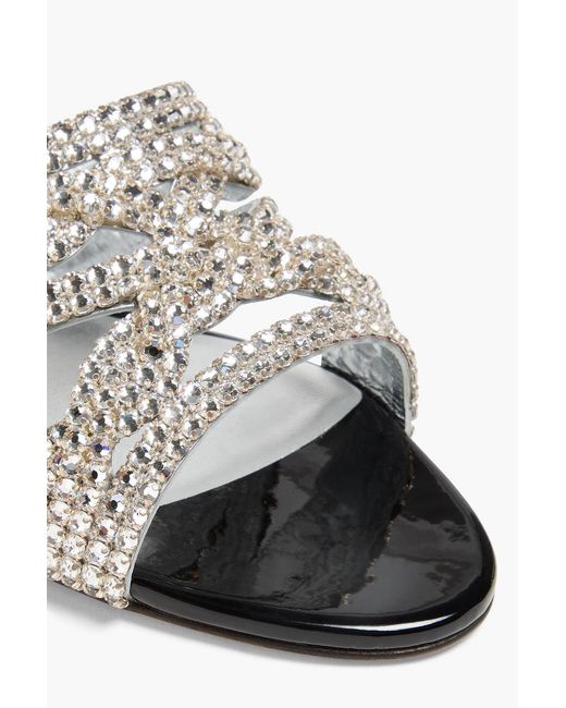 Gina White Munro Crystal-Embellished Leather Slides