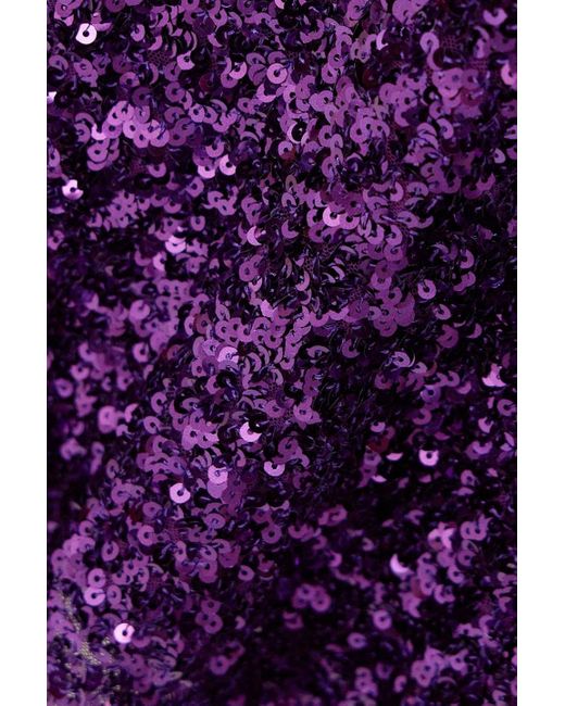 ROTATE BIRGER CHRISTENSEN Purple Dawnty Open-back Sequined Tulle Midi Dress