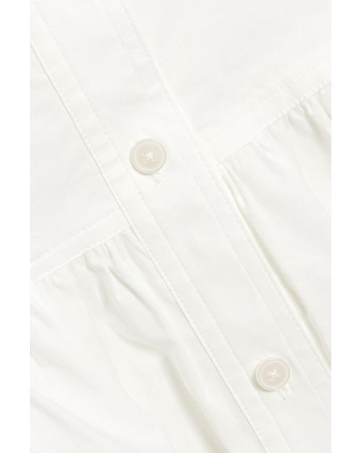 10 Crosby Derek Lam White Luma Gathered Cotton-blend Poplin Mini Shirt Dress